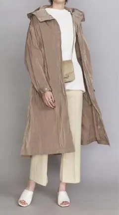 Beauty&Youth ナイロンタフタフードロングブルゾン　M 美品