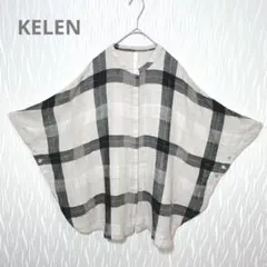 KELEN ケレン　リネン混 チェック ドルマンスリーブ ブラウス Fのサムネイル