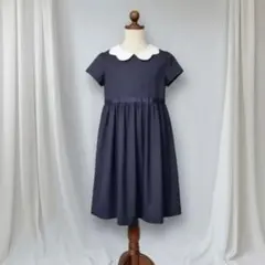 【サイズ選べます】お花えりグログランリボン切替ワンピース 入園入学式 通塾お受験