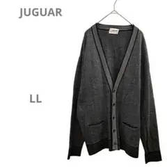 【ジャガー JUGUAR】深Vネックカーディガン ストライプ メンズLL グレー