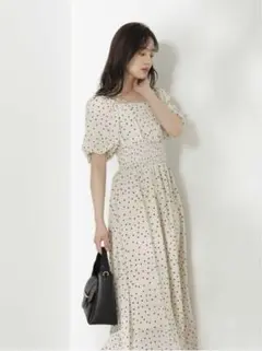 【美品】PROPORTION BODY DRESSING パフスリーブ ドット柄