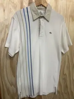 LACOSTE クリーム系 ストライプ ポロシャツ サイズ2
