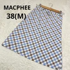 MACPHEE マカフィー 台形スカート ミディ丈 チェック柄 青系/38(M)のサムネイル