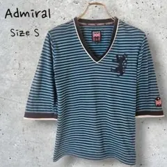 ❥ Admiral アドミラル ボーダー 5分袖 Vネック Tシャツ Sのサムネイル