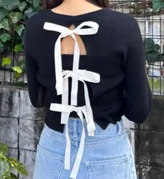 新品☆ INGNI イング バックリボン付きリブニット ニット