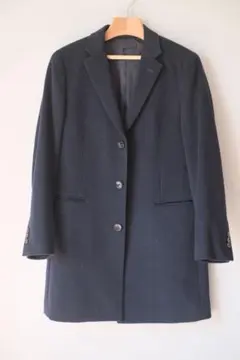 ユニクロ　ネイビー カシミヤ混 チェスターコート M