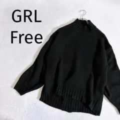 GRL◆ハイネック フロントスリット ニット 黒オーバーサイズ Free3168