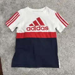 adidas ホワイト×ネイビー×レッド　Tシャツ 130サイズ