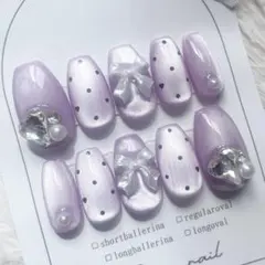 ネイルチップ　量産型　韓国ネイル　フレンチガーリー　ドット　マグネット