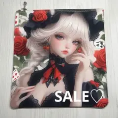 パネルポーチ　赤い薔薇とレディ　SALE♡ 7