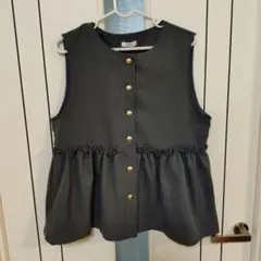 NOWNOW ペプラムベスト　ペプラムジレ　 グレー　Lサイズ