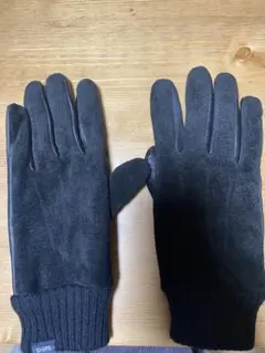 SHIPS スエードレザー手袋 メンズ 黒 本革 スマホ対応 美品