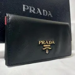 【極美品】PRADA プラダ カードケース サフィアーノレザー 黒