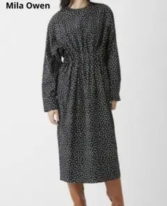 Mila Owen ランダムドット コクーンワンピース ブラック×オフホワイト
