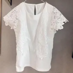 ワールド/ITS'DEMO イッツデモ 花刺繍 レースブラウス 金ボタン 半袖のサムネイル