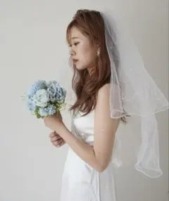 Jelly moo ナチュラル ウェディングベール パール付き