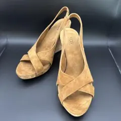 UGG ライトブラウン スエード ウェッジサンダル 美品 25.0