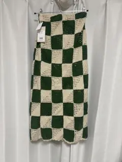 新品未使用　blkby カギ編みチェック柄タイトスカート