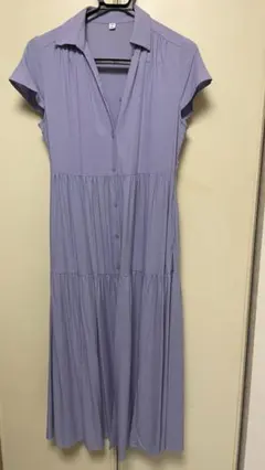 花花さん　　GU　ラベンダー 半袖 ティアード　シャツワンピース