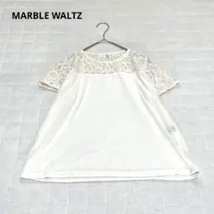 【MARBLE WALTZ】ブラウス　半袖　ストレッチ　レース　花柄　夏　白　Mのサムネイル