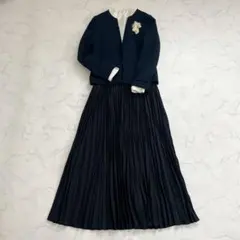 グリーンレーベルリラクシング スカートセットアップ フォーマル ノーカラー