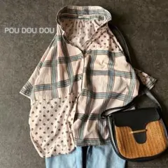 POU DOU DOU ゆったり 半袖シャツ パッチワーク ワイド 羽織り 夏のサムネイル