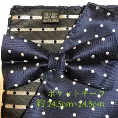 蝶ネクタイ　ポケットチーフ2点セット