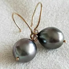 タヒチパール♡【アンク】K10 パールピアス 天然石 ゴールド☆アガット 好きも