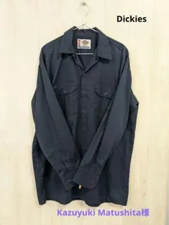 古着Dickies ネイビーワークシャツ　L-TALL