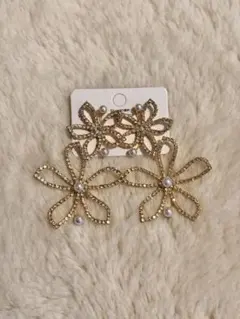 エリザベスバウアー風 ウェディングピアス ゴールド フラワー