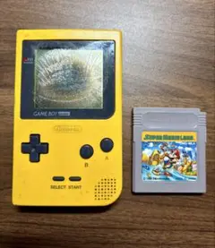 【画面付きます】GAME BOY pocket イエロー 本体　カセットソフト付