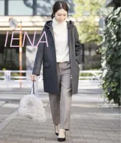IENA 定価47,300円　二重織りシャルムフード付きコクーンコート　36
