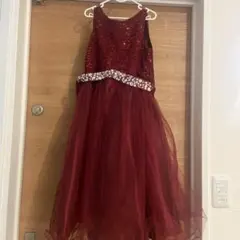 バーガンディビーズ装飾ドレス