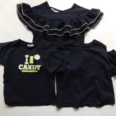 女の子 半袖 Tシャツ 130 ブラック 黒 カットソー