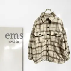 m1【エムズエキサイト】シャツジャケット/人気 CPO チェック柄 厚手 一点物