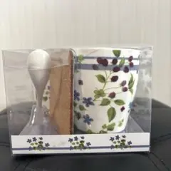 未使用⭐️花柄マグカップ スプーン・コースター付き