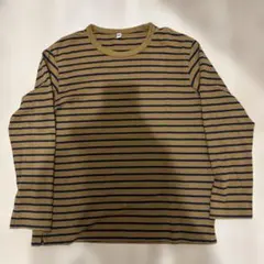 UNIQLO ボーダー長袖カットソー ブラウン XLのサムネイル