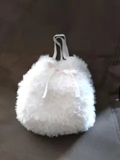 ハンドメイド　ふわもふバッグ　手編み