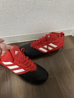 adidas サッカーシューズ レッド 17.3 (26-26.5) ほぼ新品