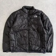 ノースフェイス ライトダウンジャケット 刺繍ロゴ 古着