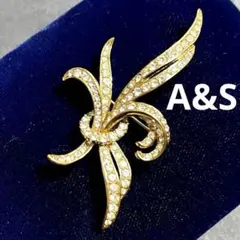 イギリス ヴィンテージ 希少 ブローチ A&S アシンメトリーリボン 968 イギリス ヴィンテージ 希少 ブローチ A&S アシンメトリーリボン