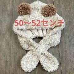 クマ耳付きフリースベビー帽子