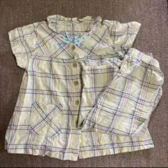 100 前開き 薄地 綿 半袖パジャマ 上下セット 女の子夏物