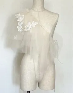 [MARGE]Lace embroidery collar黒チュールショール MARGE]Lace embroidery collar黒チュールショール