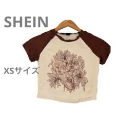 海外古着【SHEIN 】　X 顔と花プリント Tシャツ XSサイズ　カジュアル