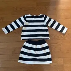 白黒ボーダー柄トップスとスカートセット　プティマイン