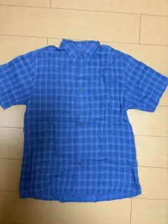 L.L.Bean チェック柄 半袖シャツ M ブルー