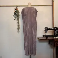 プリーツ加工 ノースリーブ ロングワンピース　きれいめ　パーティ