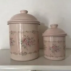 花柄ピンク陶器小物入れ2個セット