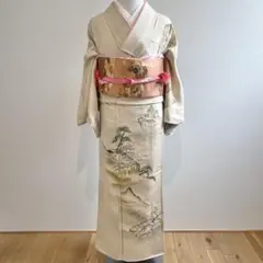 訪問着コーデ　訪問着フルセット　お城　情景　着物